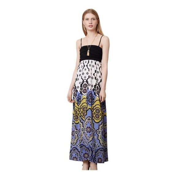 Anthropologie Lilka Mendocino Abstract Print Color block Maxi Dress Sz Small - Picture 5 of 9